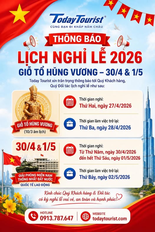 THÔNG BÁO LỊCH NGHỈ LỄ 2026
