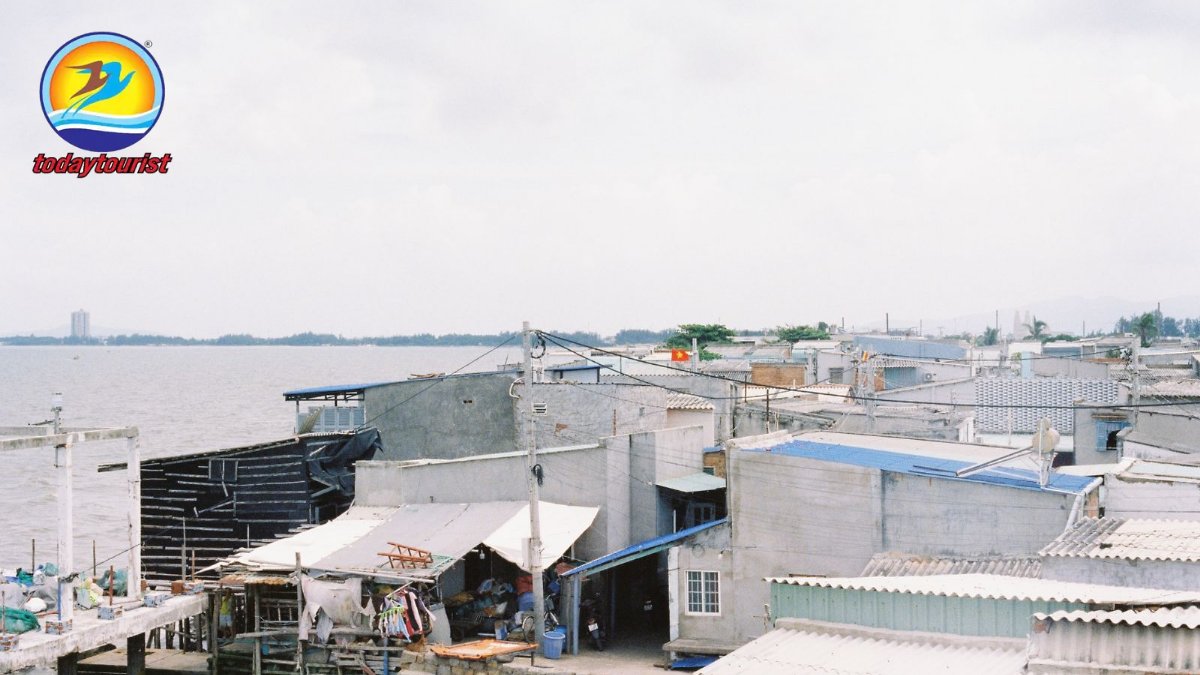 Rustic coastal village scene in Ba Ria, showcasing seaside buildings a