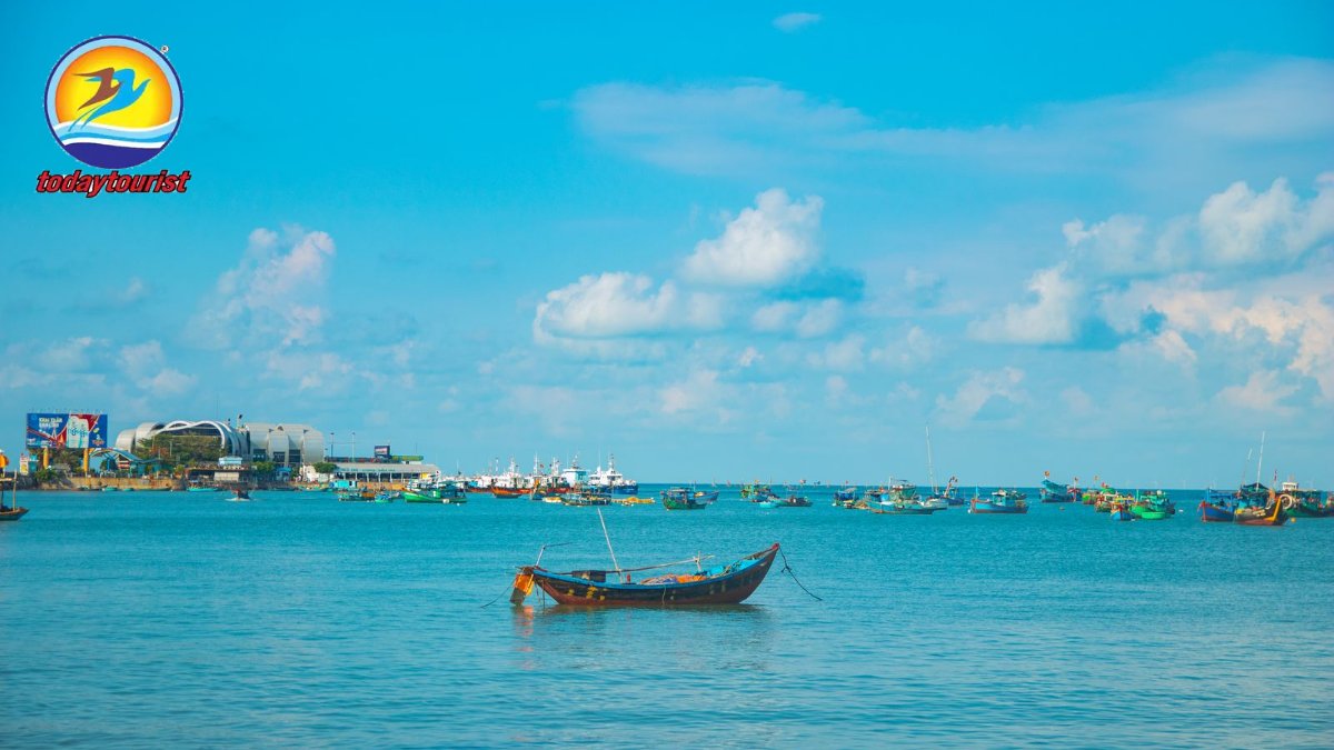 Discover the serene beauty of Vũng Tàu's coastline with colorful boats