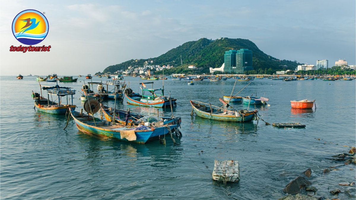 Scenic view of traditional fishing boats on the sea in Ho Chi Minh Cit