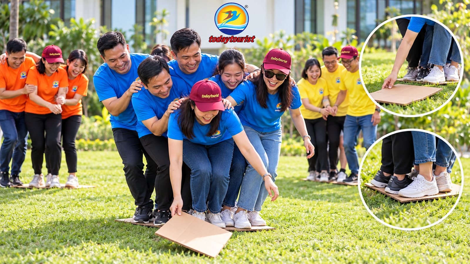 Cùng vượt sông: trò chơi phối hợp nhóm với đạo cụ đơn giản